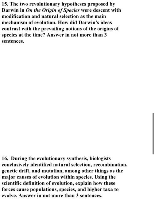 15 the two revolutionary hypotheses proposed by darwin in on the origin ...