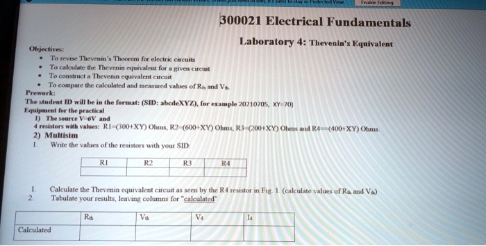 To stay in Protected View. Enable Editing 300021 Electrical ...