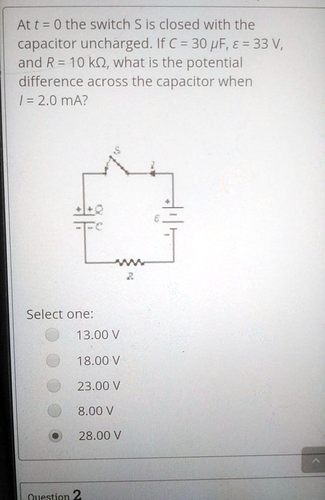 at t 0 the switch s is closed with the capacitor uncharged if 30 pf 8 ...