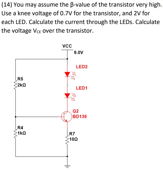 SOLVED Texts (14) You may assume the Bvalue of the transistor is