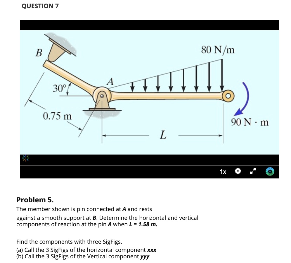 Problem 5: Pin Connection And Reaction Components The Member Shown Is ...