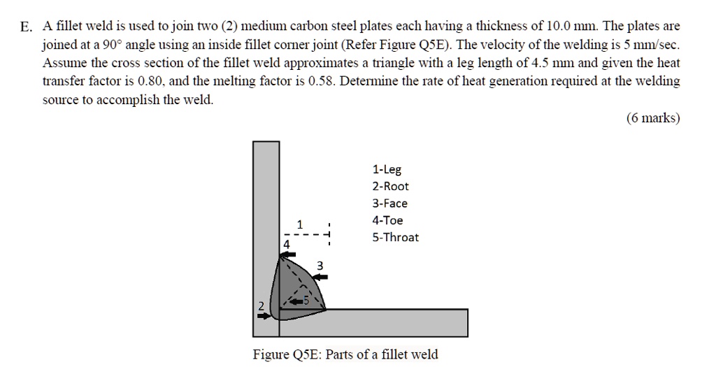 SOLVED A fillet weld is used to join two medium carbon steel plates