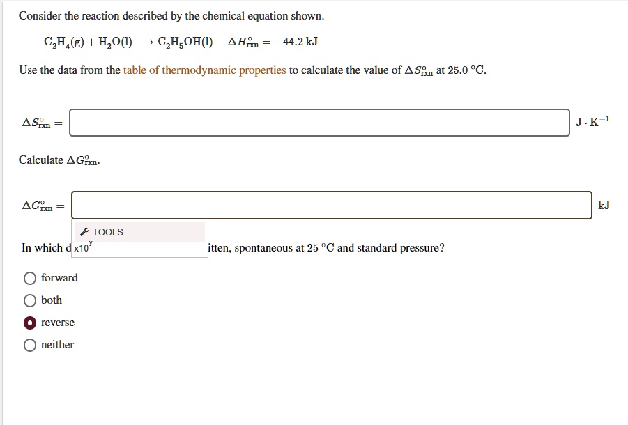 SOLVED Consider the reaction described by the chemical equation