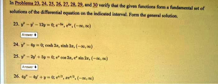 SOLVED: In Problems 23, 24, 25, 26, 27, 28, 29, and 30, verify that the ...