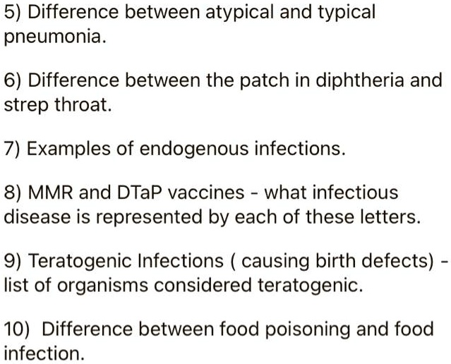 Strep Letters 5) Difference between atypical and typical pneumonia. 6)...