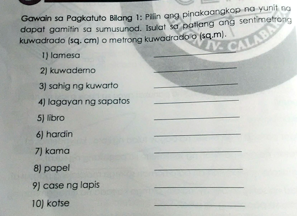 Solved Pasagot Po Ba Matalino Na Yunit Na Gawain Sa Pagkatuto Bilang I Piliin Ang