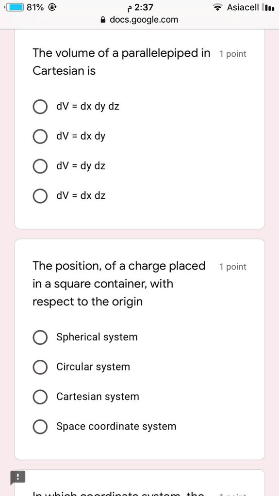 SOLVED: 81% 2.37 Asiacell Ite docs.google.com The volume of a ...