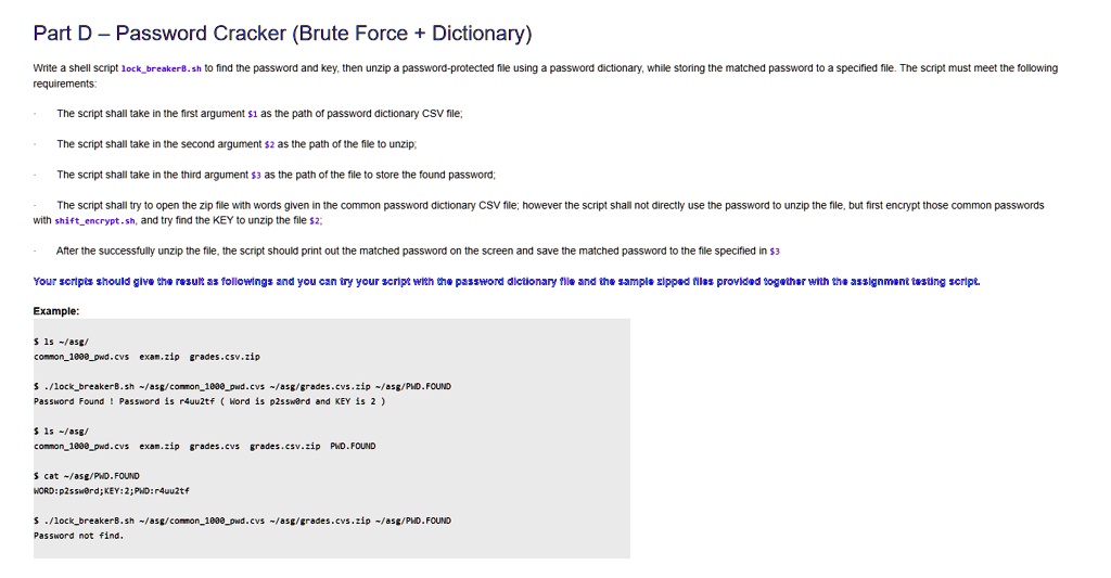 SOLVED Text Part DPassword Cracker (Brute Force + Dictionary) Write