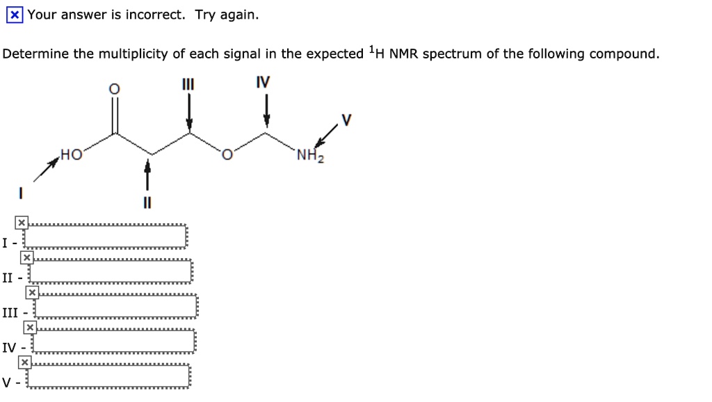 Solved Your Answer Is Incorrect Try Again Determine The Multiplicity Of Each Signal In The 9507