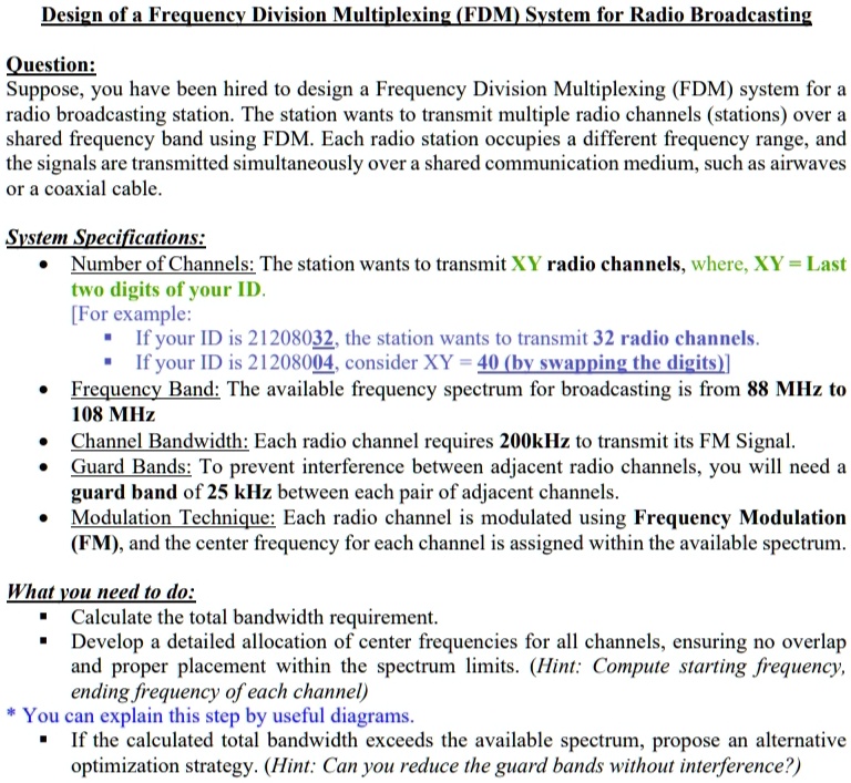design of a frequency division multiplexing fdm system for radio ...