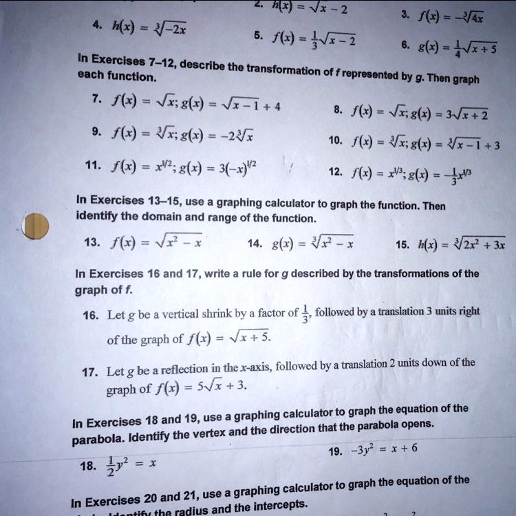 Solved How Do You Do 8 9 10 Thank You Nm Vx 2 Flr 4 Hx 4 2x Flr S 2 Gl 415 5 Exercises 7 12 Describe The Each Function Transformation Of F