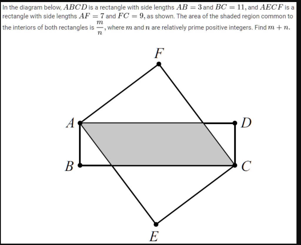 SOLVED: In the diagram below, ABCD is a rectangle with side lengths AB ...
