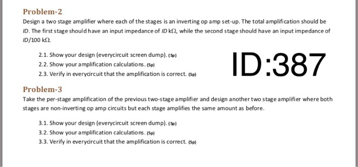 problem 2 design a two stage amplifier where each of the stages is an ...