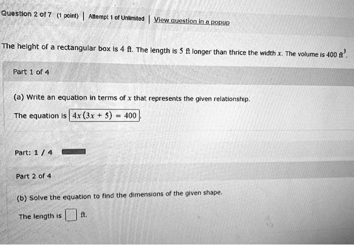 SOLVED: Question 2 of 7 Point) Attempt Unlimited View question into ...