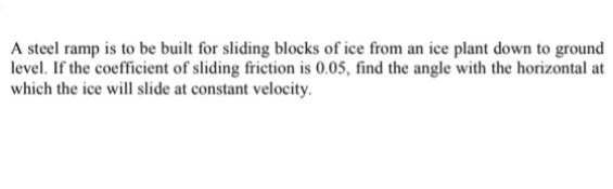 SOLVED: A steel ramp is to be built for sliding blocks of ice from an ...
