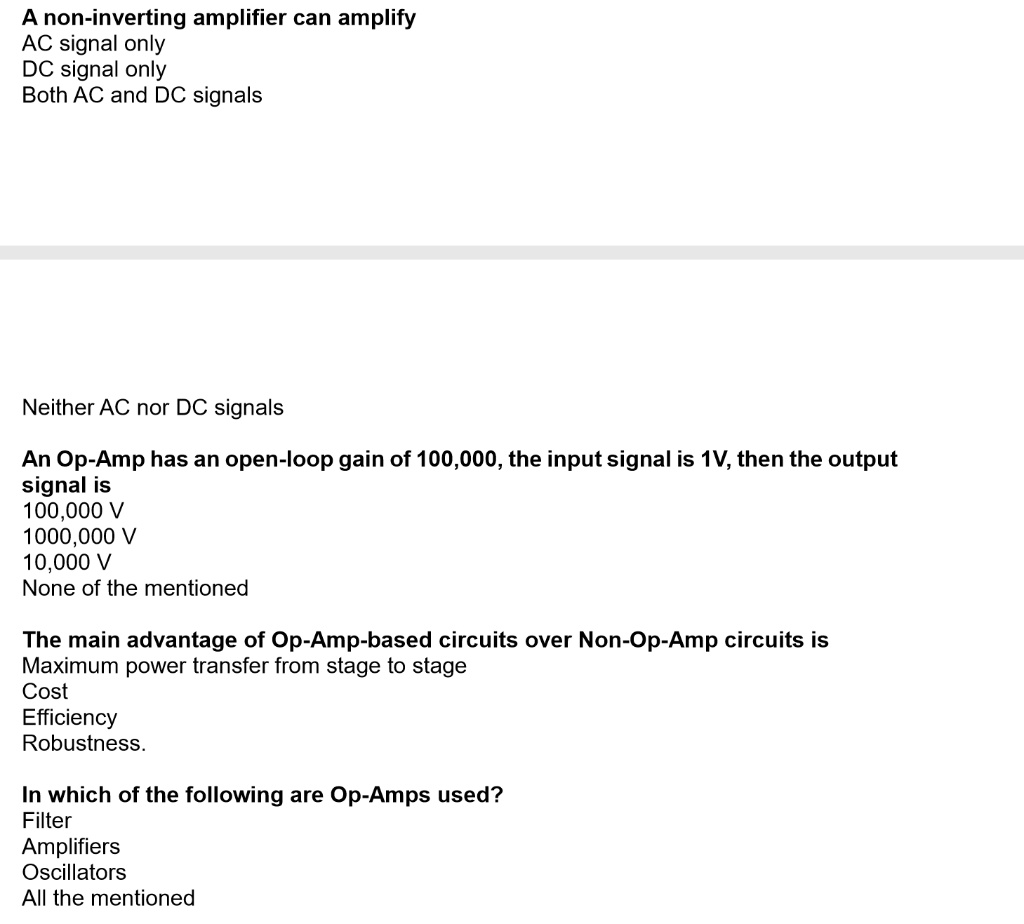 SOLVED A noninverting amplifier can amplify both AC and DC signals