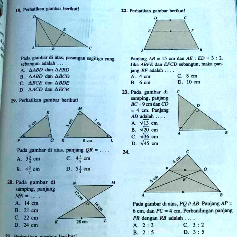 Tuliskan Pasangan Segitiga Sebangun Pada Gambar Tersebut