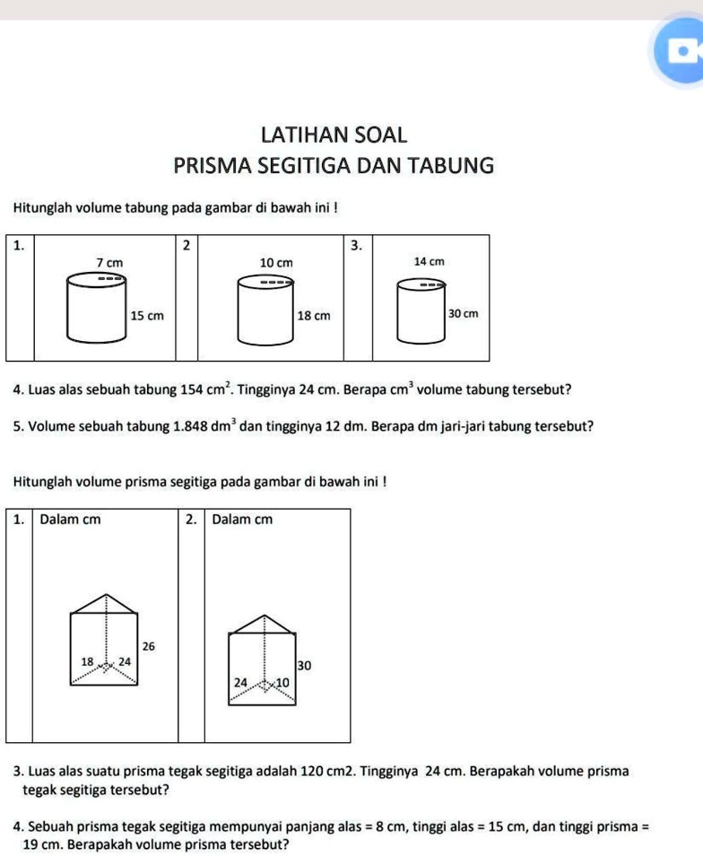 SOLVED: bisakah tolong bantu jawab Soalnya harus dikumpulin hari ini udah  ditunggu sama guru Ntar kalau nggak ngasal aku kasih lo sama Bintang 5 dan  aku follow LATIHAN SOAL PRISMA SEGITIGA DAN