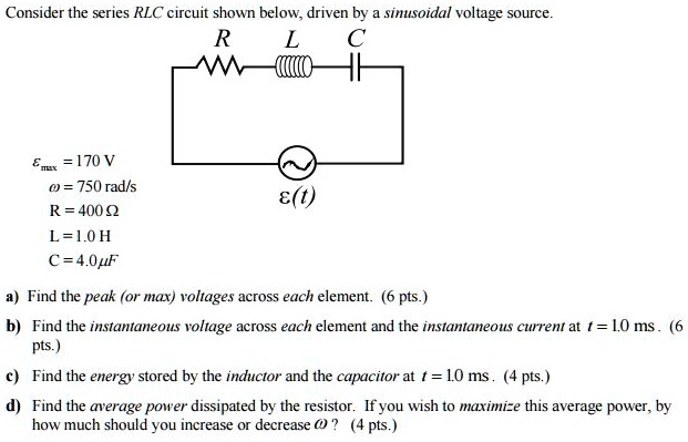 SOLVED: Consider the series RLC circuit shown below; driven by ...