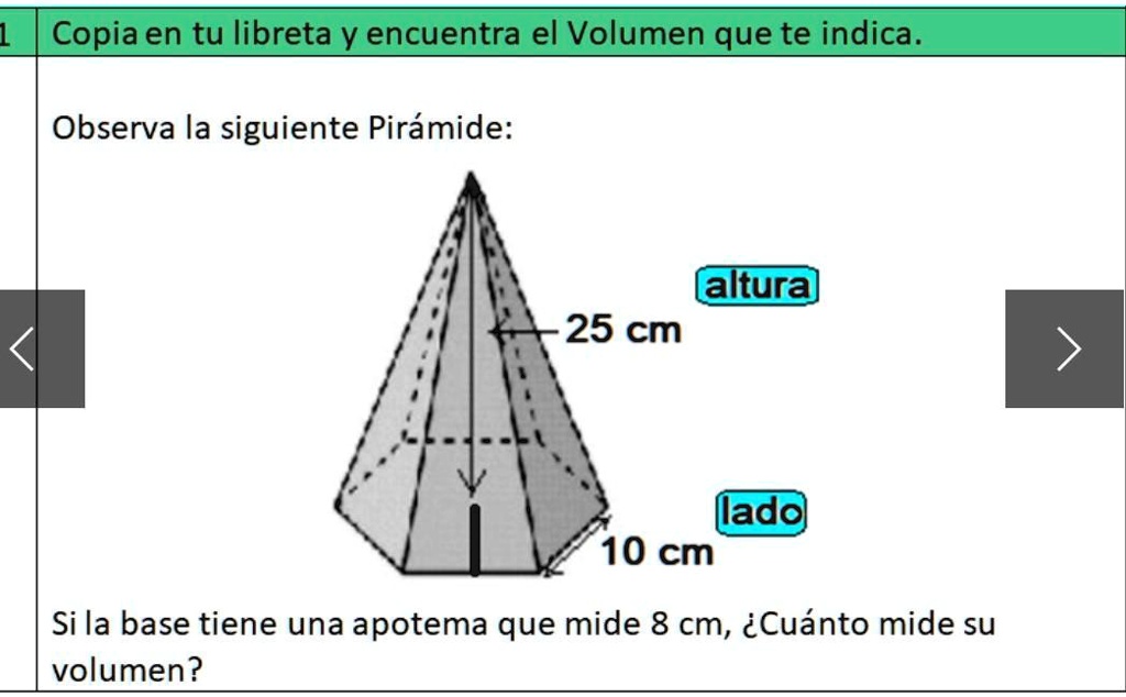 SOLVED: si la base tiene un apotema que mide 8 centímetros Cuánto mide ...