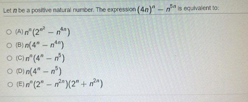 SOLVED: Let N Be A Positive Natural Number. The Expression (4 N)^n-n^5 ...