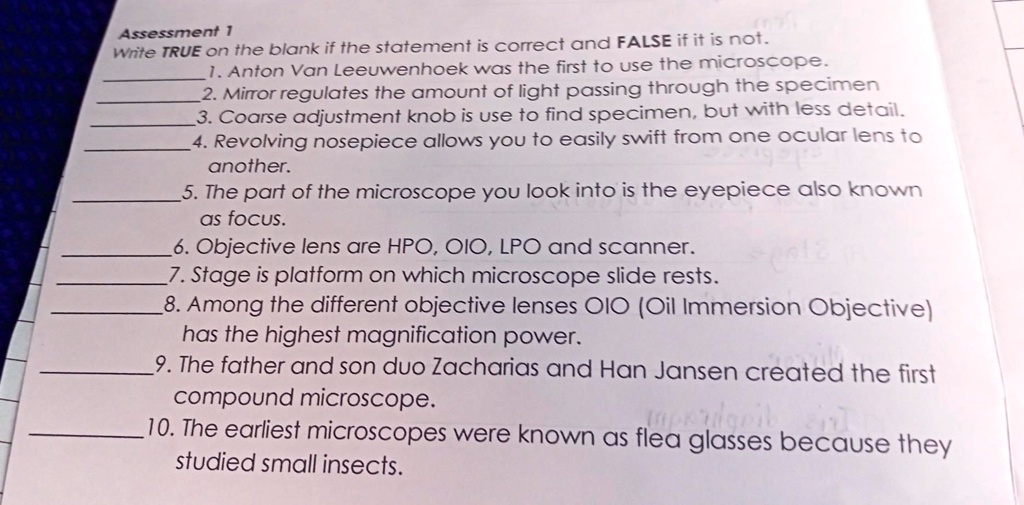SOLVED Assessment Write TRUE in the blank if the statement is correct