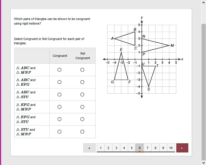 SOLVED 20 PTS!!!!!!!! HELP! Which pairs of triangles can be shown using rigid motions? Select