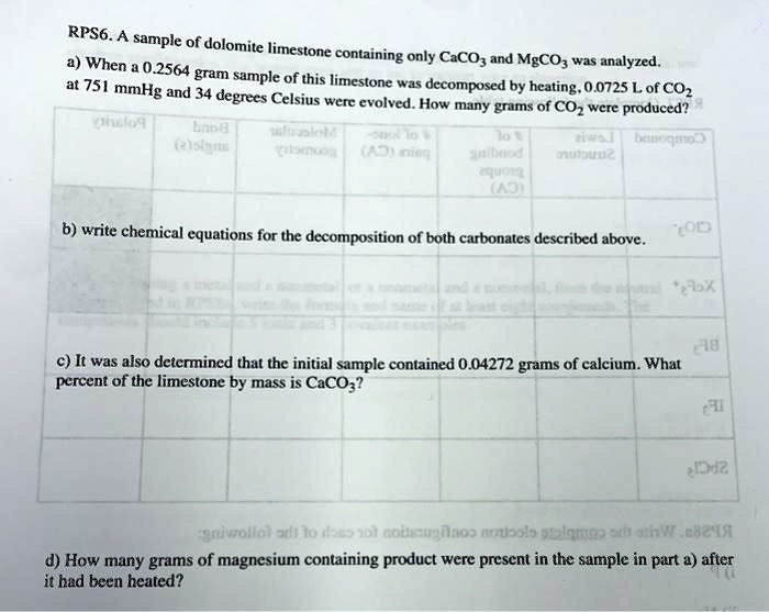 Solved A sample of dolomite was analysed for its CaCO3