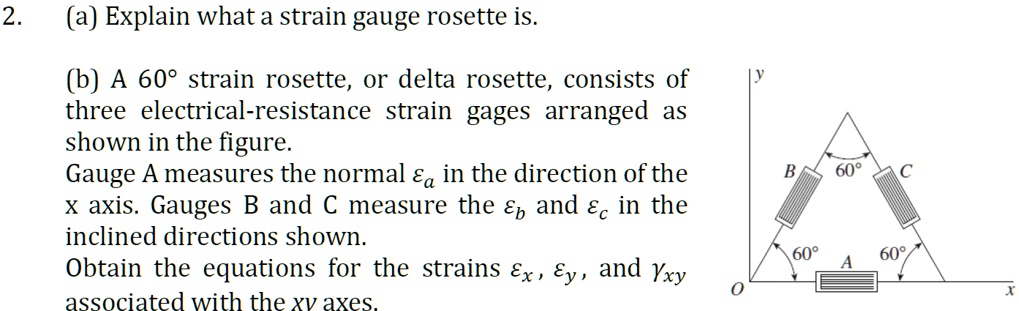 2. a) Explain what a strain gauge rosette is. (b) A 60 strain rosette ...