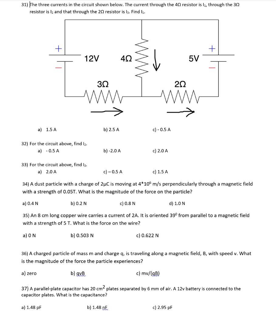 SOLVED31) fThe three currents in the circuit shown below The current