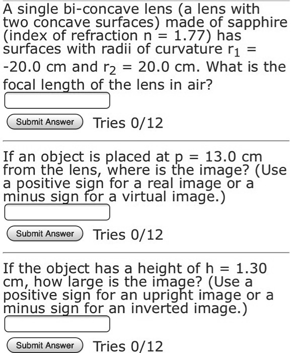 SOLVED: A single bi-convex lens (a lens with two convex surfaces) made ...