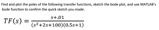 SOLVED: Find and plot the poles of the following transfer function ...
