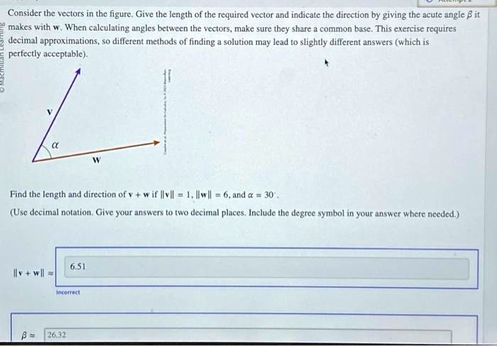 SOLVED: Consider the vectors in the figure. Give the length of the ...