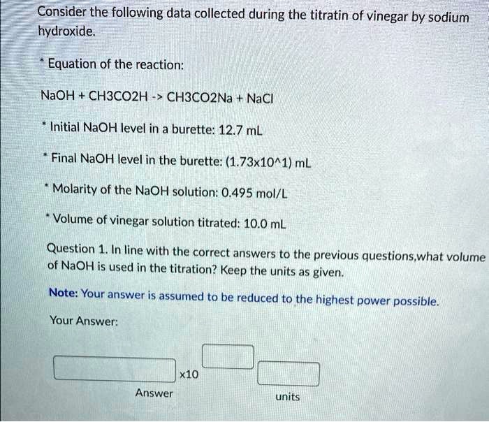 SOLVED Consider the following data collected during the titration of