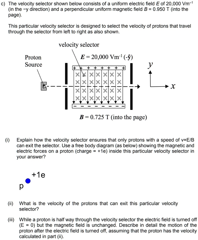 SOLVED: C) The Velocity Selector Shown Below Consists Of A Uniform ...