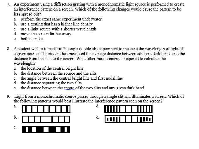 SOLVED: An experiment using a diffraction grating with a monochromatic ...