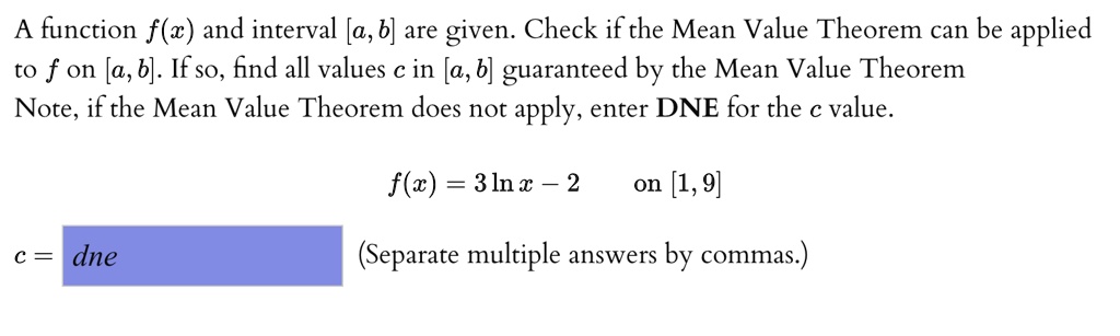 SOLVED: Function F(z) And Interval [@,b] Are Given. Check Ifthe Mean ...