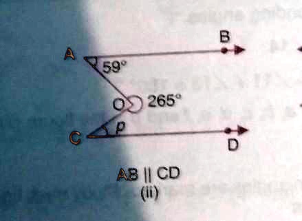 B
A
59°
O
265°
P
C
D
AB || CD
(ii)