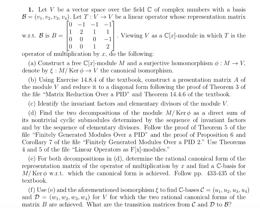 SOLVED Let V be a vector space over the field C of complex numbers