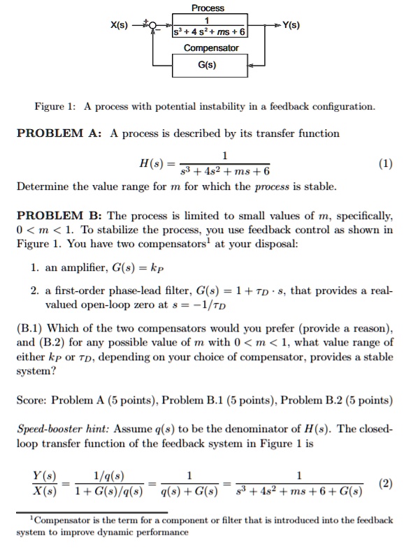 SOLVED Process 1 X(s) Y(s 9 + SWII + S + S Compensator G(s) Figure 1
