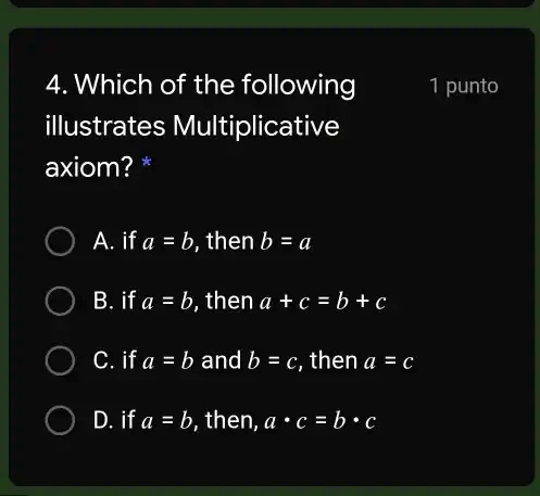 SOLVED: 4.Which Of The Following Illustrates Multiplicative Axiom ...