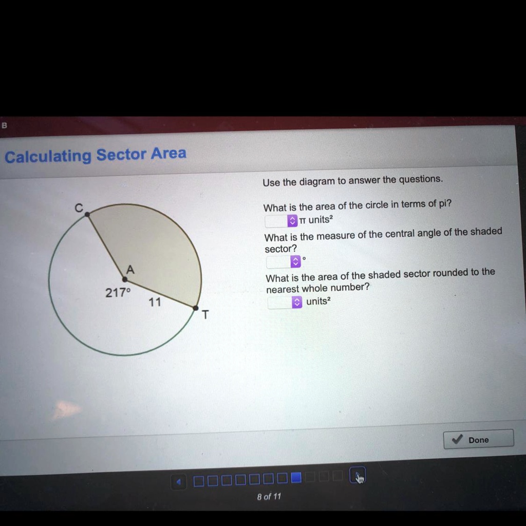 need geometry help asap please calculating sector area use the diagram