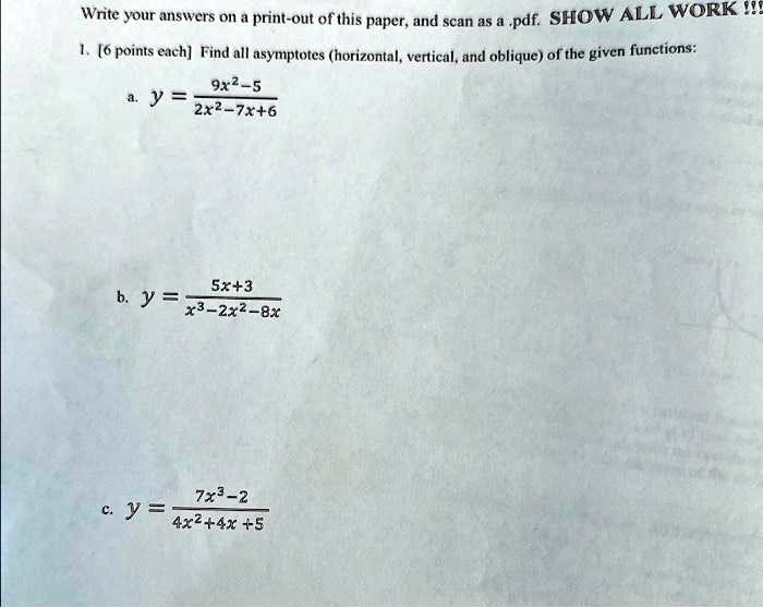 Solved 9x2 5 A Y 2x2 7x 6 5x 3 B Y X3 2x2 8x 7x3 2 C Y 4x2 4x 5