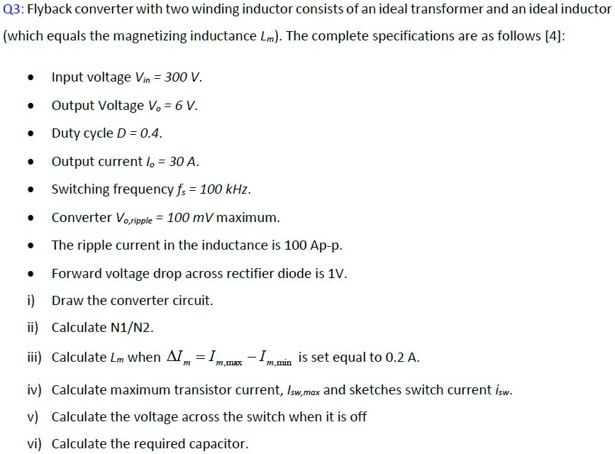 SOLVED Q3 Flyback converter with twowinding inductor consists of an