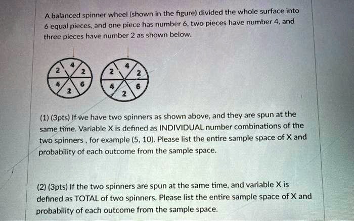 SOLVED:A balanced spinner wheel (shown in the figure) divided the whole ...