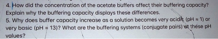 SOLVED: 4. How did the concentration of the acetate buffers affect ...