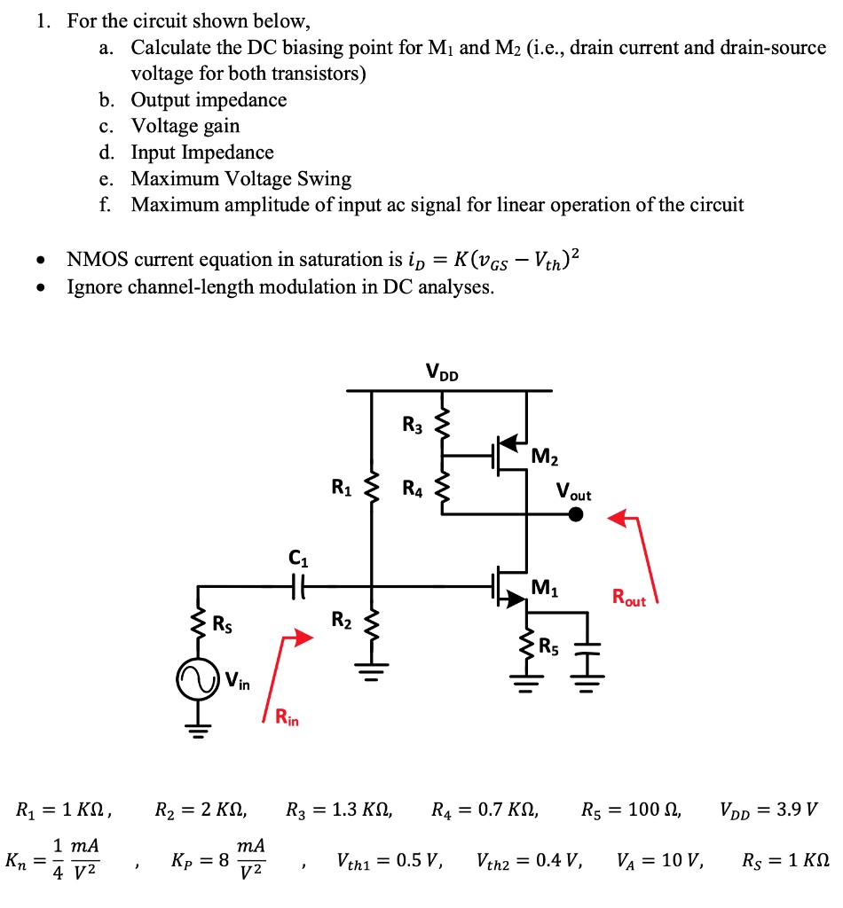 SOLVED: For the circuit shown below: a. Calculate the DC biasing point ...