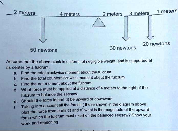 SOLVED2 meters 4meters 2 meters 3 meters meters 20 newtons 30 newtons 50 newtons Assume that