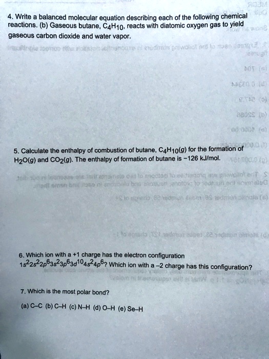 SOLVED Write balanced molecular equation describing each of the