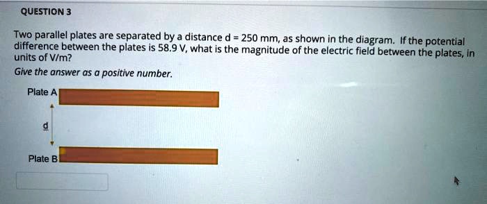 SOLVED:QUESTION 3 Two parallel plates are separated by a distance d 250 ...